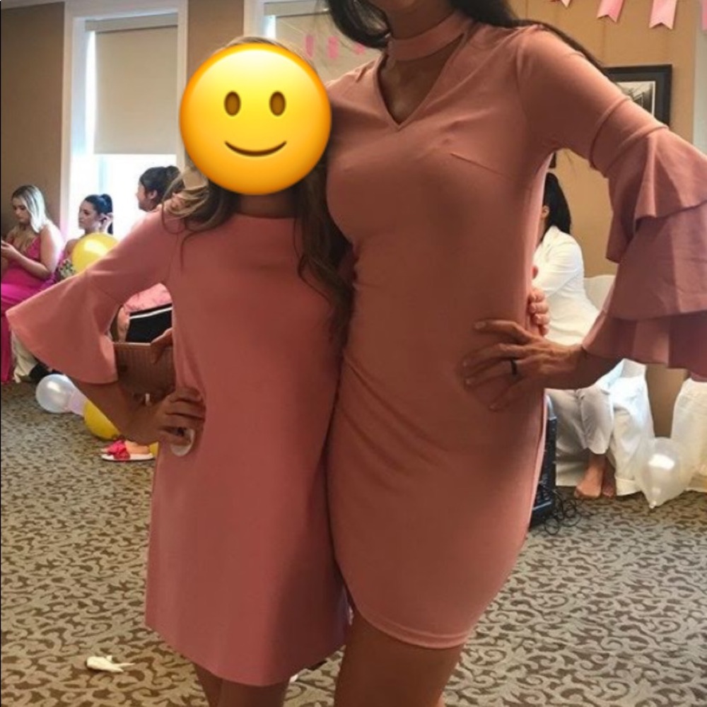 Bell-sleeve choker mini dress